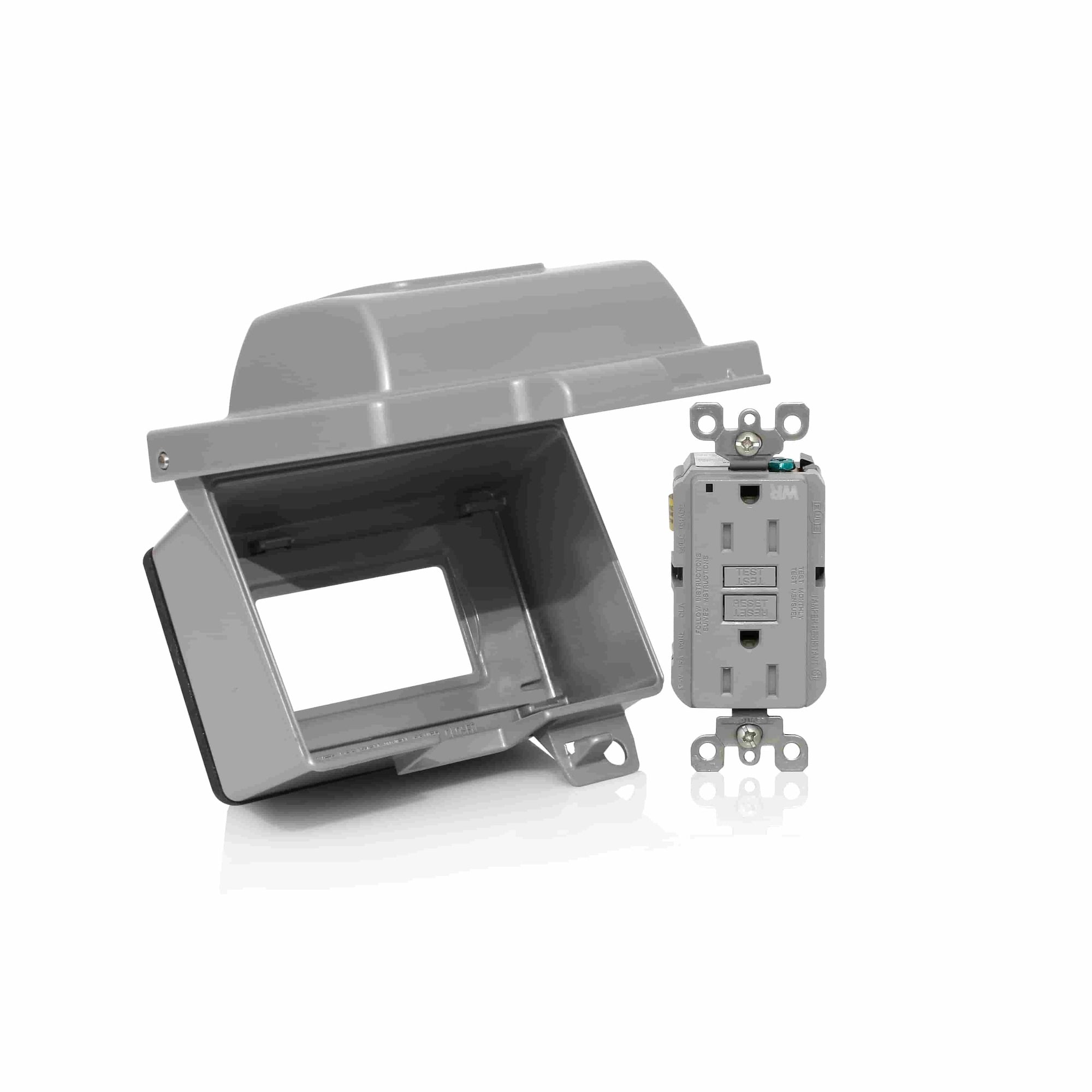 IUM1H-KRG SmartlockPro Extra Duty Horizontal Weatherproof Kit Assembly, 1 Gangs, For Use With Weatherproof Enclosures, Toggle Switch, Duplex Receptacle, Decora GFCI and Single Receptacle Device, Polycarbonate
