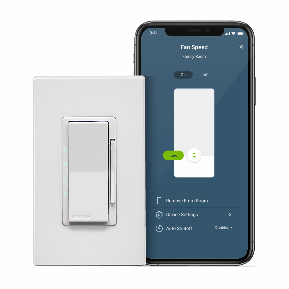 DW4SF-1BW Decora Smart 3-Way 4-Speed Wi-Fi Fan Controller, 120 VAC