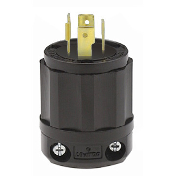 2411-B Grounding Locking Plug, 125 to 250 V AC, 20 A, 3 Poles, 4 Wires, Black