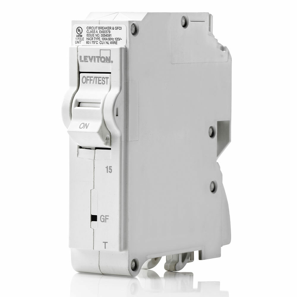 LB115-GFT GFCI Circuit Breaker With Instruction Sheet, 120 V AC, 15 A, 10 kA Interrupt, 1 Pole, Thermal Magnetic Trip