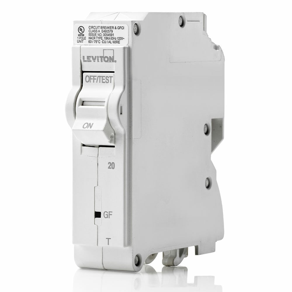 LB120-GFT GFCI Circuit Breaker With Instruction Sheet, 120 V AC, 20 A, 10 kA Interrupt, 1 Pole, Thermal Magnetic Trip