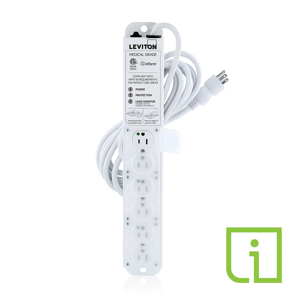 53C6M-1S5 Current Monitoring Surge Protected Power Outlet Strip With Load Monitoring Inform Technology, Locking Cover, 125 V AC, 15 A, 6 Outlets, 15 ft L Cord, Surface Mount