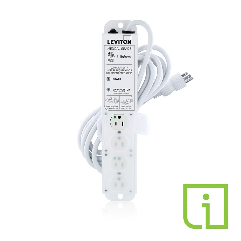 53C4M-1N5 Current Monitoring Non-Surge Protected Power Outlet Strip With Load Monitoring Inform Technology, Locking Cover, 125 V AC, 15 A, 4 Outlets, 15 ft L Cord, Surface Mount