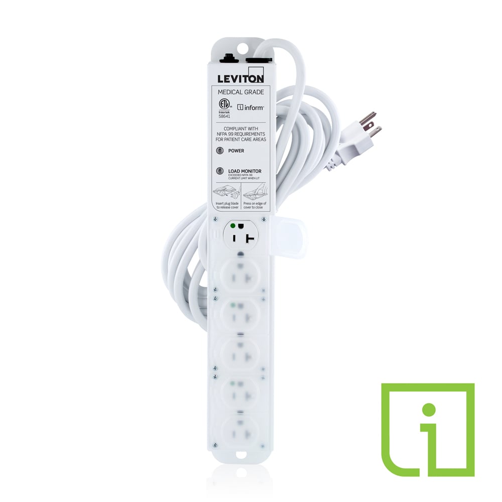 53C6M-2N5 Current Monitoring Non-Surge Protected Power Outlet Strip With Load Monitoring Inform Technology, Locking Cover, 125 V AC, 20 A, 6 Outlets, 15 ft L Cord, Surface Mount