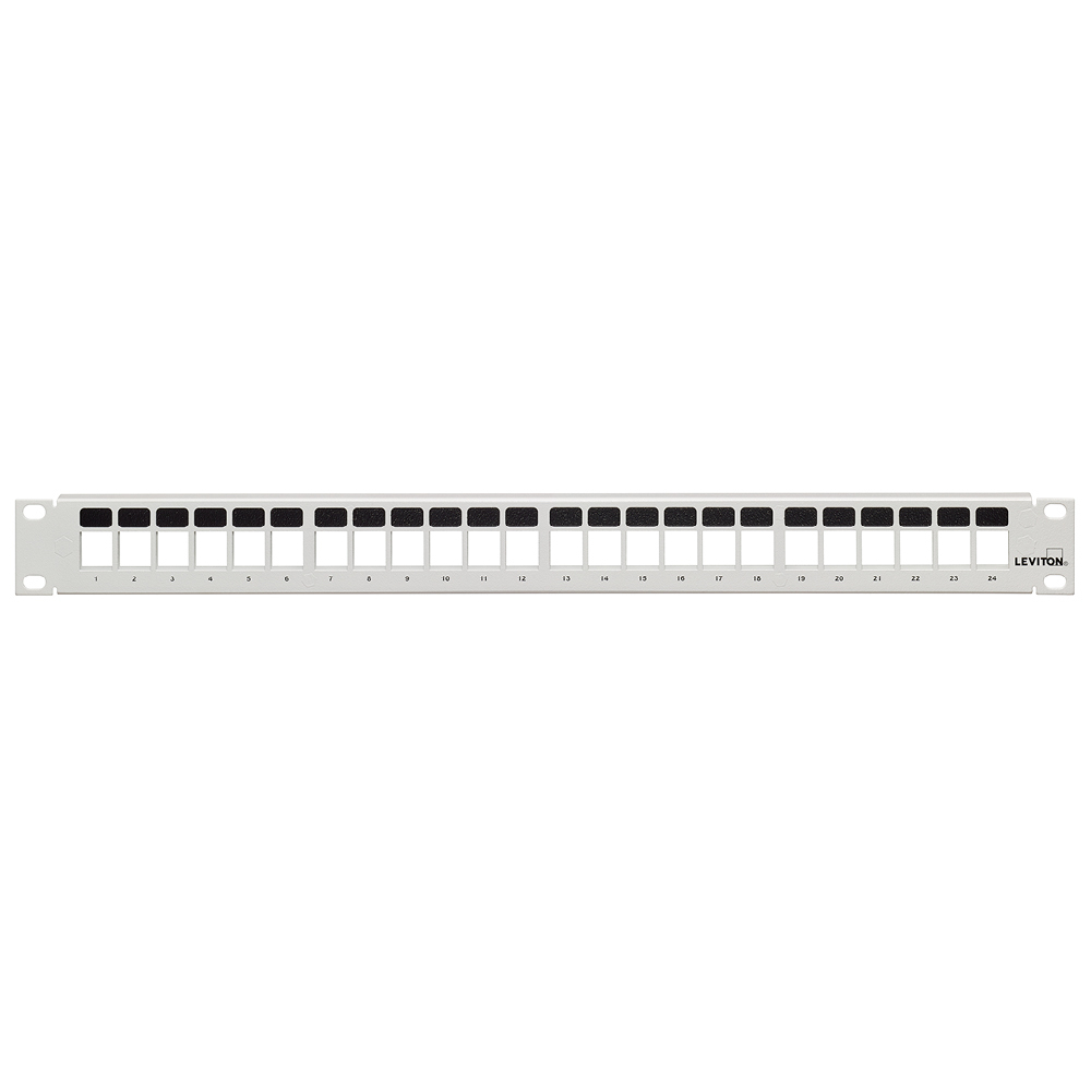 49255-W24 QuickPort 24-Port Flat Unshielded Patch Panel, 19 in L x 1.73 in W x 0.56 in D, 1 RU Rack, Steel