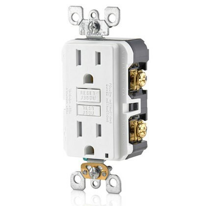 GFTR1-WBK SmartlockPro Self-Test Self-Grounding Tamper-Resistant GFCI Receptacle, 125 V AC, 15 A, 2 Poles, 3 Wires, White