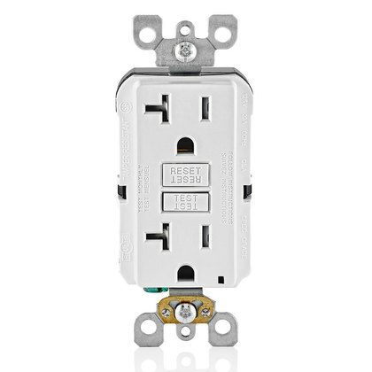 GFTR2-WBK SmartlockPro Self-Test Self-Grounding Tamper-Resistant GFCI Receptacle, 125 V AC, 20 A, 2 Poles, 3 Wires, White