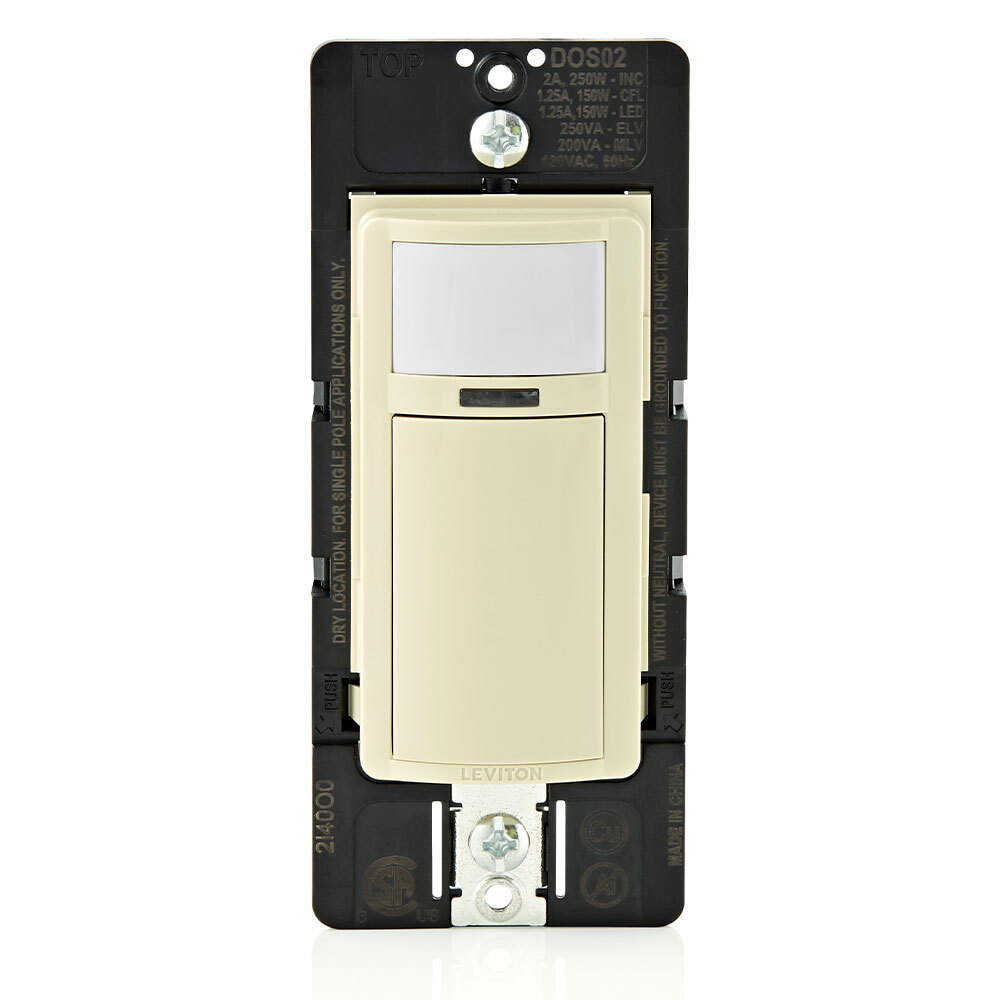 DOS02-1LI Decora 1-Pole Relay Occupancy Motion Sensor, 120 V AC, Passive Infrared Sensor, 900 sq-ft Coverage, 180 deg Viewing