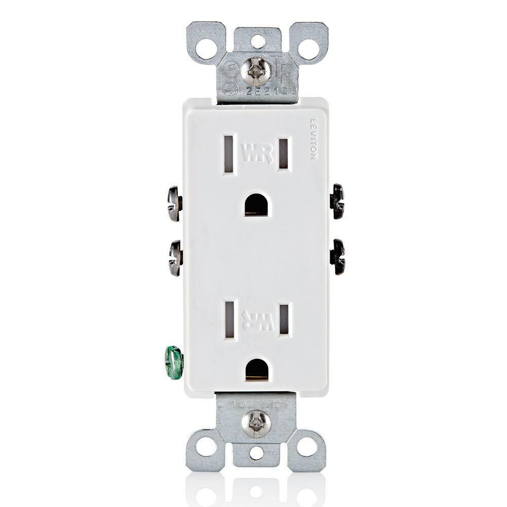 W5325-T0W W5325 Duplex Outlet, 125 V, 15 A, 2 Poles, 3 Wires, White