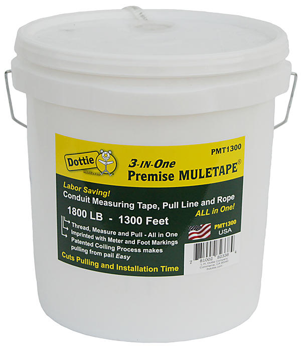 PMT1300 Premise Muletape 3-in-1 Conduit Measuring Tape, 1800 lb Tensile, 1300 ft L x 5/8 in W