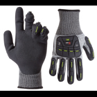 Cut Level 5 Gloves, Large Size, Polyurethane coating, ANSI/ISEA Cut Level 5, Polyurethane palm material, Abrasion and Puncture Resistant, Gray Black, Nitrile material