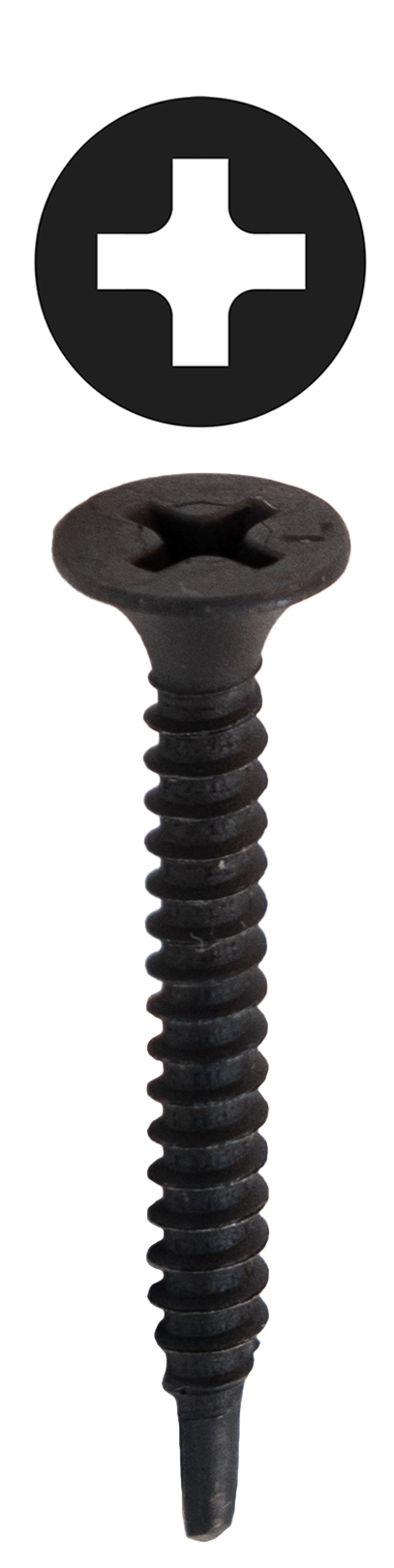 DWSD6158 Drywall Self Drilling Screw, #6, 1-5/8 in OAL, Bugle Head, Phillips Drive, Carbon Steel, Black Phosphate, Drill Point
