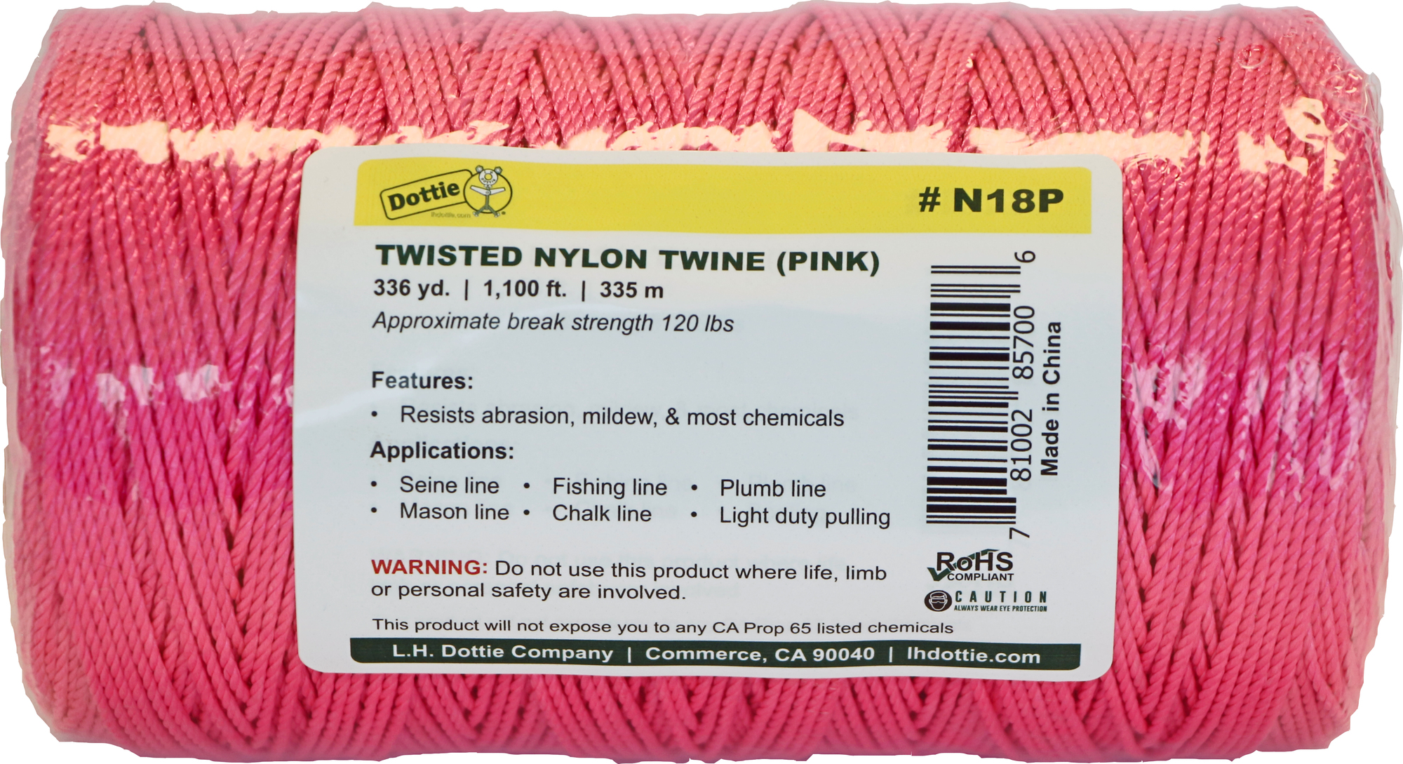 N18P Twisted Twine, Nylon, Pink