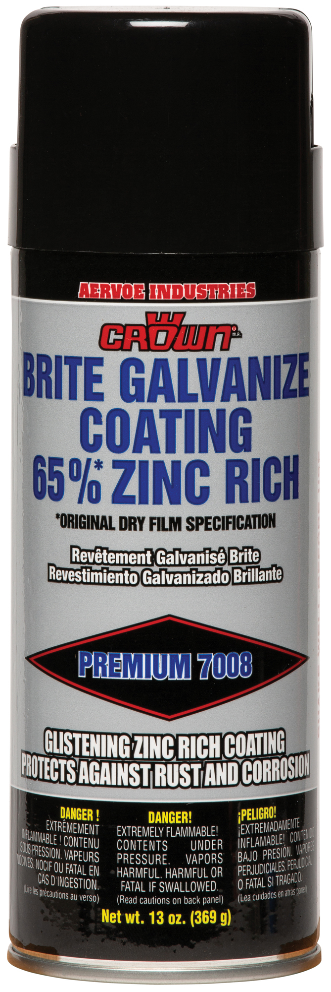 7008 Brite Galvanize Coating, 16 oz Container, Brite Metallic Galvanize, 26 sq-ft Coverage, 24 hr Curing