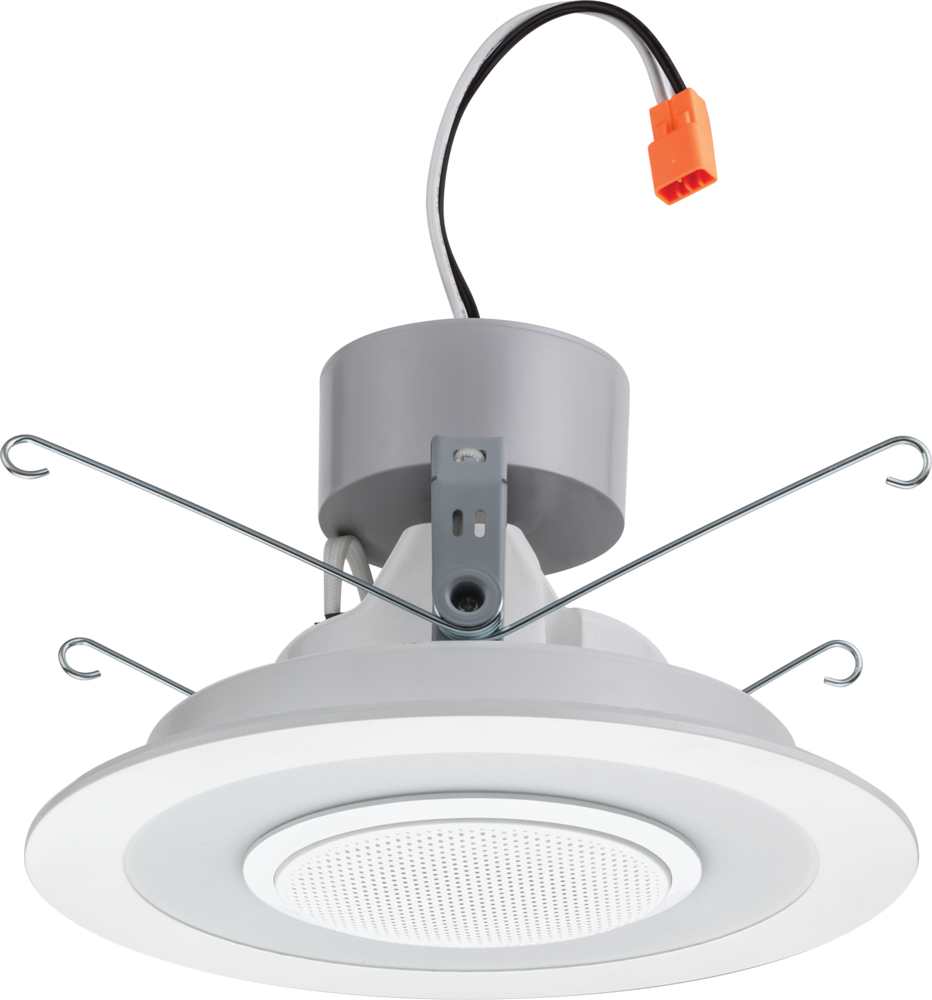6SL RD 07LM 30K 90CRI MW M6 6 in Aperture Dimmable Round Downlight LED Module With Integrated Wireless Speaker, 12 W Fixture, 6 in Ceiling Opening, 120 VAC, Aluminum Housing