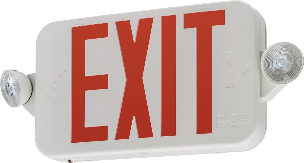 ECC R M6 ECC Emergency Light/Exit Combo, 1.4/1.7 W Fixture, 120/277 VAC, Exit Legend