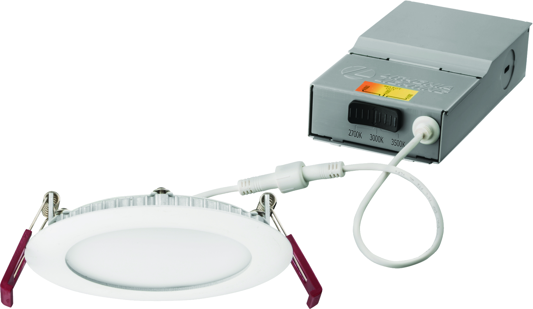 WF4 LED 27K30K35K 90CRI MW M6 Dimmable Round Wafer Thin Recessed Downlight, LED Lamp, 4.2 in Ceiling Opening, 120 to 277 VAC, Die Cast Aluminum Housing