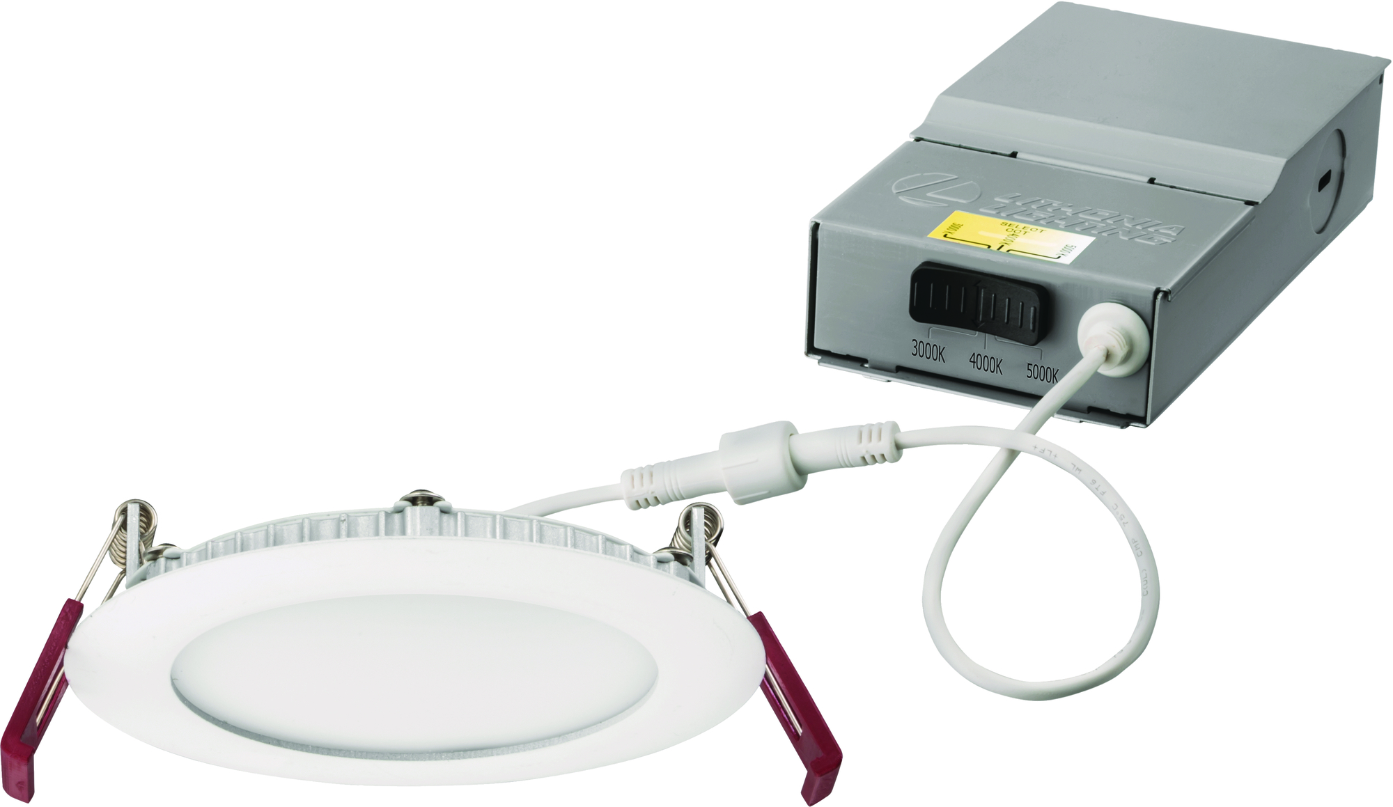 WF4 LED 30K40K50K 90CRI MW M6 Dimmable Round Wafer Thin Recessed Downlight, LED Lamp, 4.2 in Ceiling Opening, 120 VAC, Die Cast Aluminum Housing