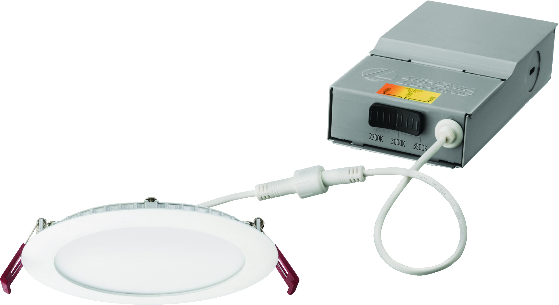 WF6 LED 27K30K35K 90CRI MW M6 Dimmable Round Wafer Thin Recessed Downlight, LED Lamp, 6 in Ceiling Opening, 120 to 277 VAC, Die Cast Aluminum Housing