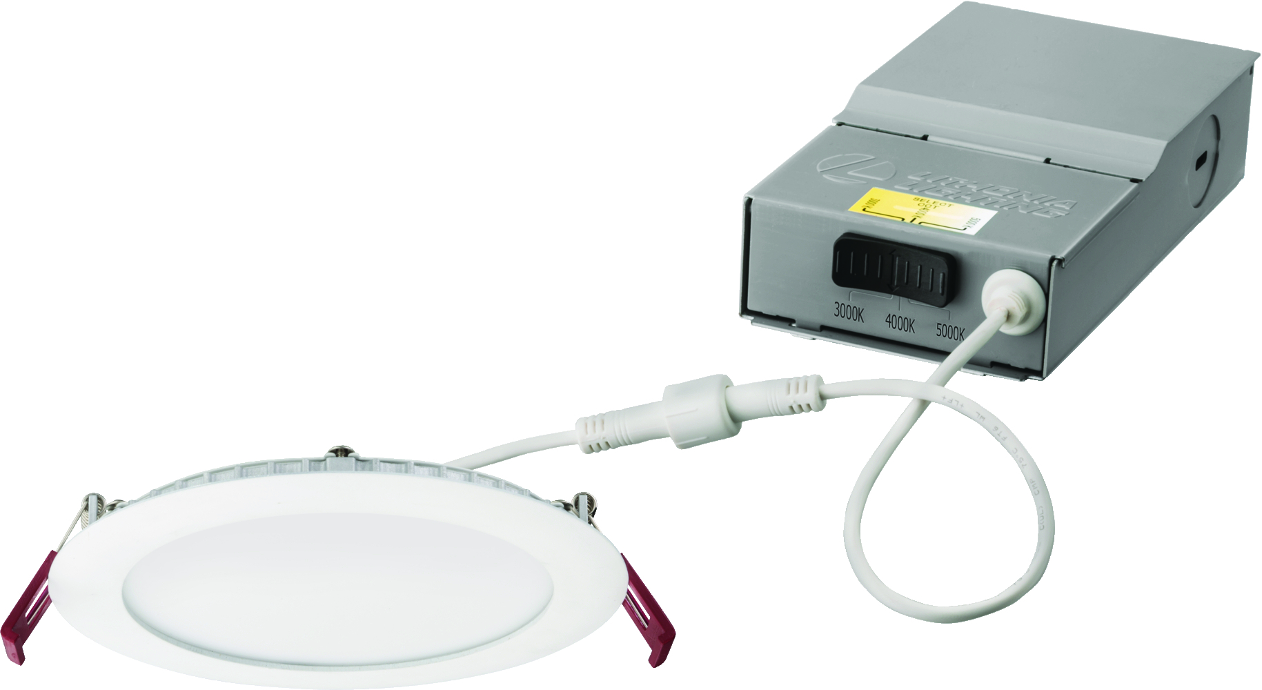 WF6 LED 30K40K50K 90CRI MW M6 Dimmable Round Wafer Thin Recessed Downlight, LED Lamp, 6 in Ceiling Opening, 120 VAC, Die Cast Aluminum Housing