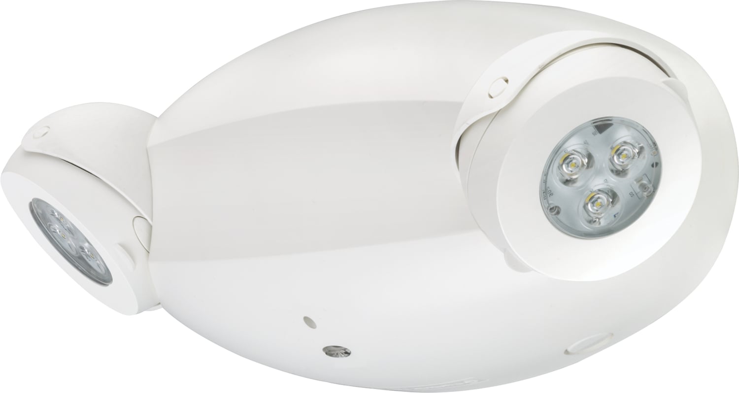 ELM6L UVOLT LTP SDRT Adjustable Optics Emergency Light With Self-Diagnostics, Remote Test, 10.6 W LED Lamp, 120 to 347 V AC, 2 Heads, Thermoplastic