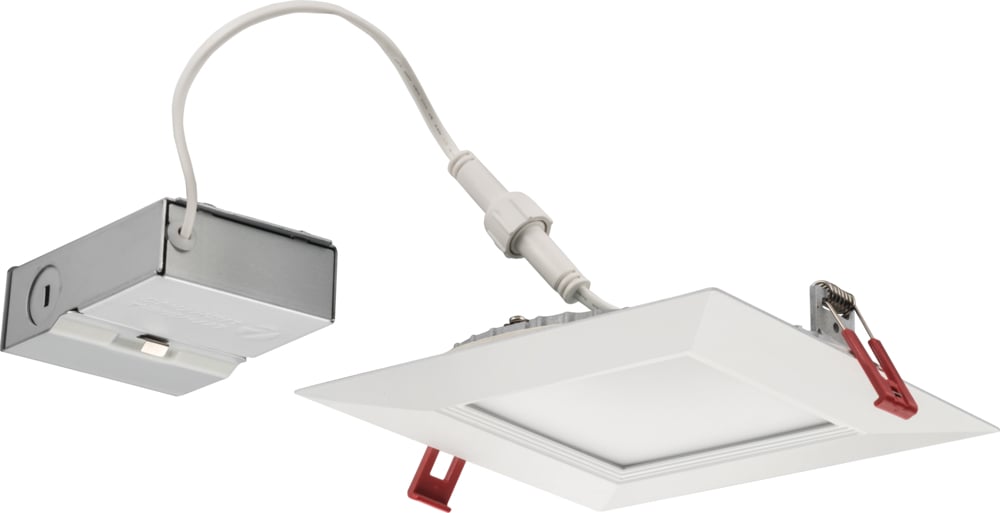 WF6 SQ B LED 35K MVOLT MW M6 New Construction Square Wafer Thin Downlight, LED Lamp, 13.2 W Fixture, 6 in Ceiling Opening, 120 to 277 V AC, Die Cast Aluminum Housing