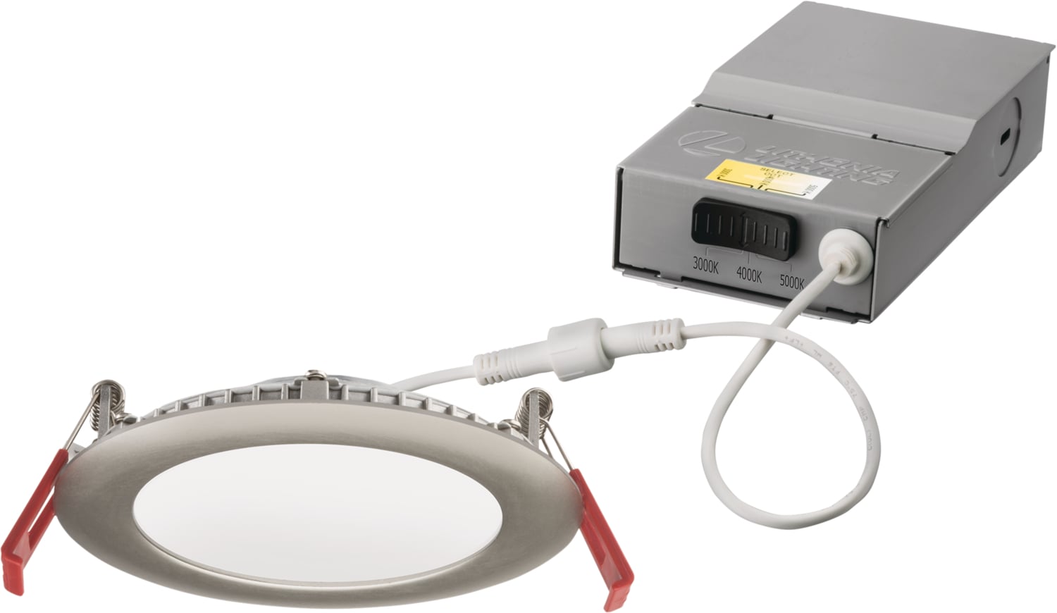 WF4 LED 30K40K50K 90CRI BN M6 WF4 Dimmable Round Wafer Thin Recessed Downlight, LED Lamp, 9/10 W Fixture, 4.2 in Ceiling Opening, 120 to 277 VAC, Die Cast Aluminum Housing
