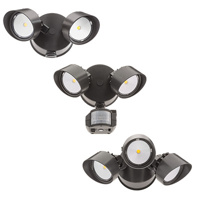 OLF 2RH 40K 120 MO DDB M6 Power Pack 2-Head Floodlight, LED Lamp, 25 W Fixture, 120 V, Die Cast Aluminum Housing