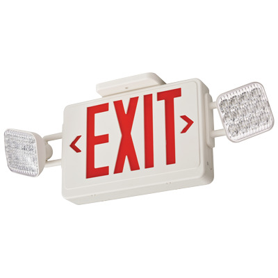 ECRG HO SQ M6 Square Head Emergency Light/Exit Combo With Remote Capacity, 4 W Fixture, 120/277 V AC, White Housing, EXIT Legend