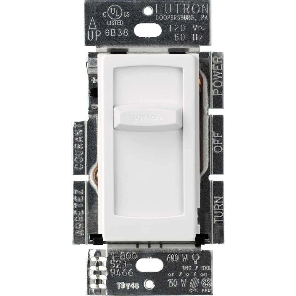 CTCL-150H-WH Skylark Contour Slide-to-Off LED+ Dimmer Switch, 150W LED or 600W Incandescent/Halogen, 1 Pole, 120V, White