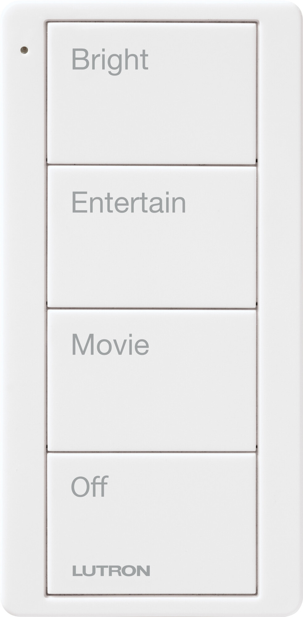 PJ2-4B-GWH-P01 4-Button Scene Keypad Pico Smart Remote with Family Room Text Engraving, White