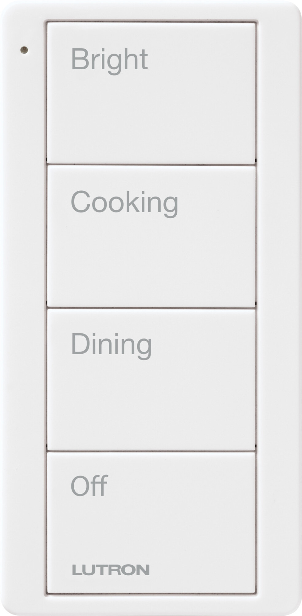 PJ2-4B-GWH-P02 4-Button Scene Keypad Pico Smart Remote with Kitchen Text Engraving, White