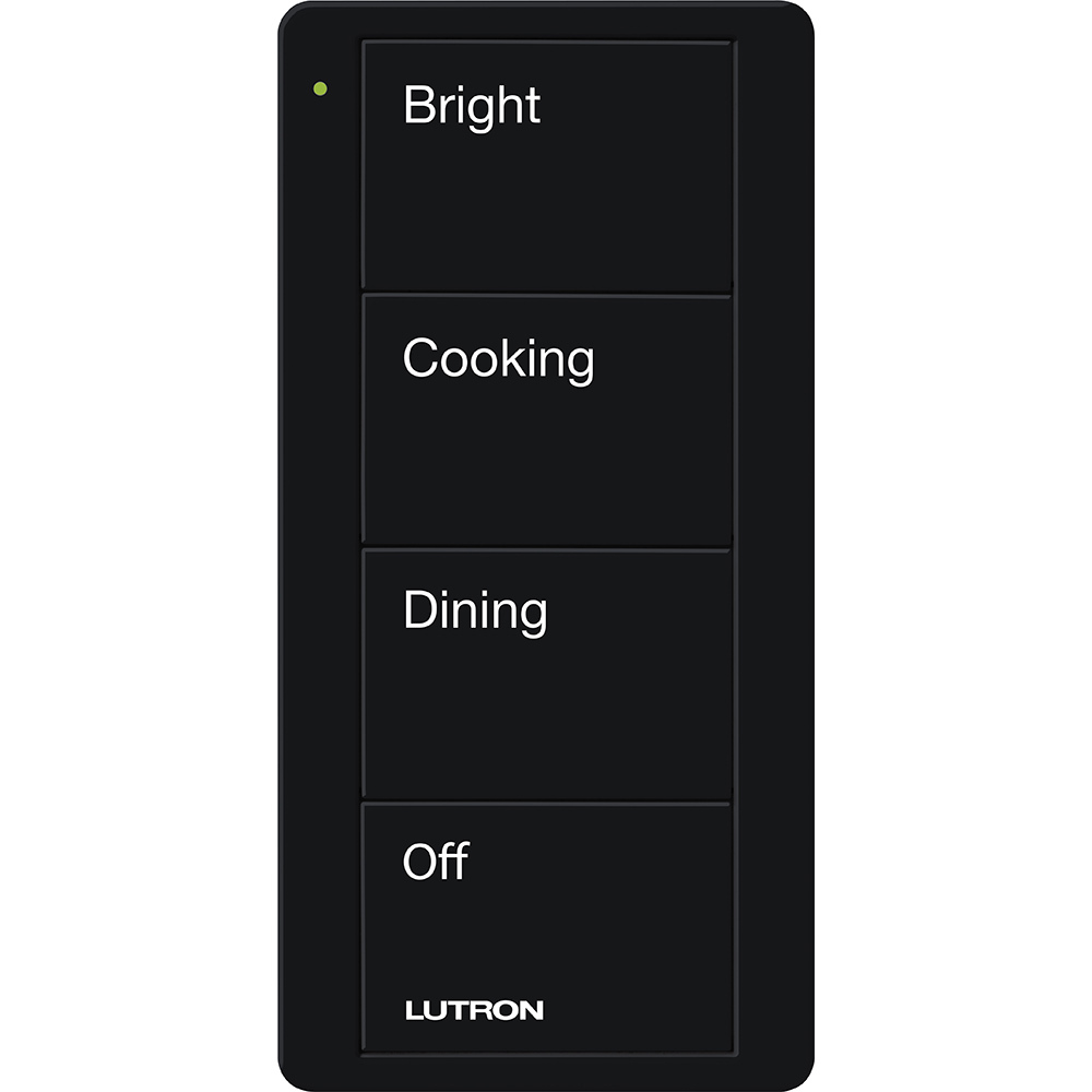 PJ2-4B-GBL-P02 4-Button Scene Keypad Pico Smart Remote with Kitchen Text Engraving, Black