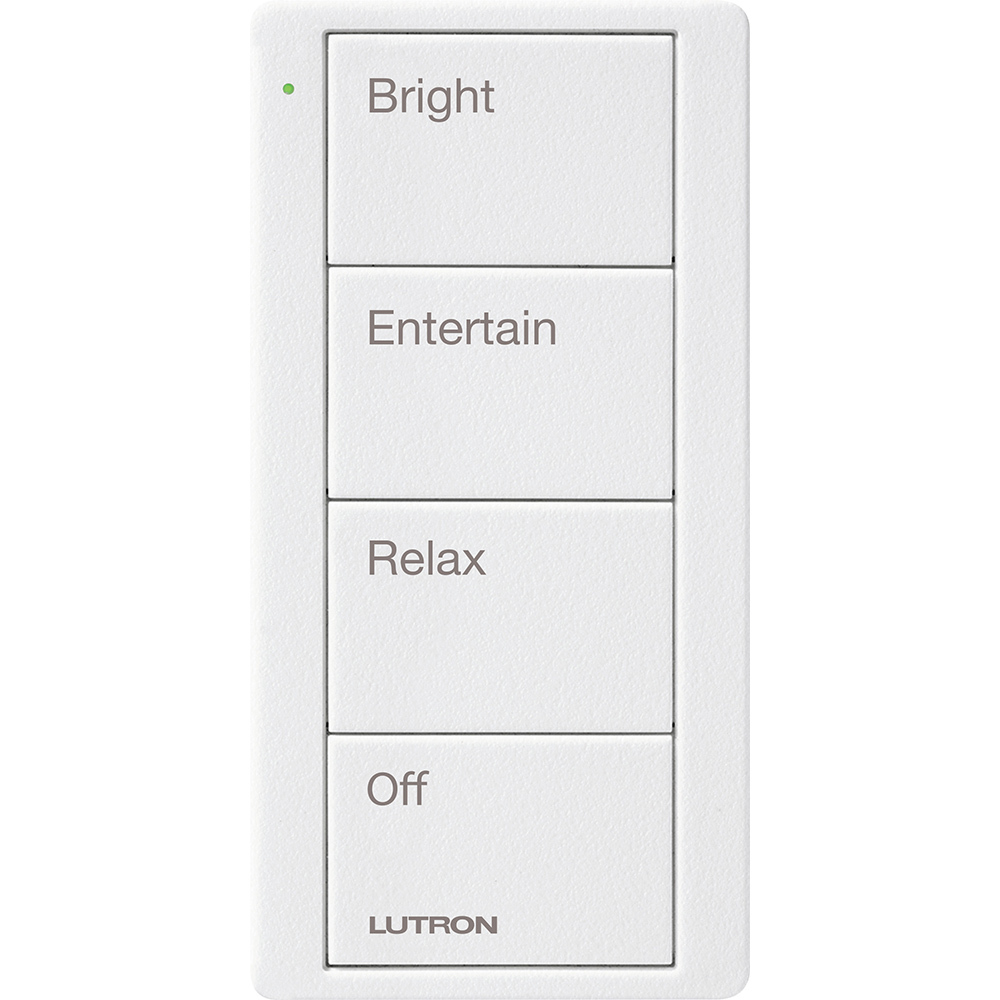 PJ2-4B-TSW-P03 4-Button Scene Keypad Pico Smart Remote with Any Room Text Engraving, Snow
