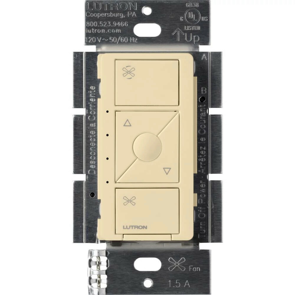 PD-FSQN-IV Caseta Original Smart Fan Speed Control Switch, 4 Speed, 1.5 Amp Fan, Neutral Required, 120V, Ivory
