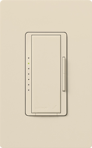 RRD-PRO-LA Maestro RF PRO LED+ Dimmer for RA2/RA3 Systems, Phase Selectable, LED/ ELV/ MLV, Neutral Optional, 120V, Light Almond