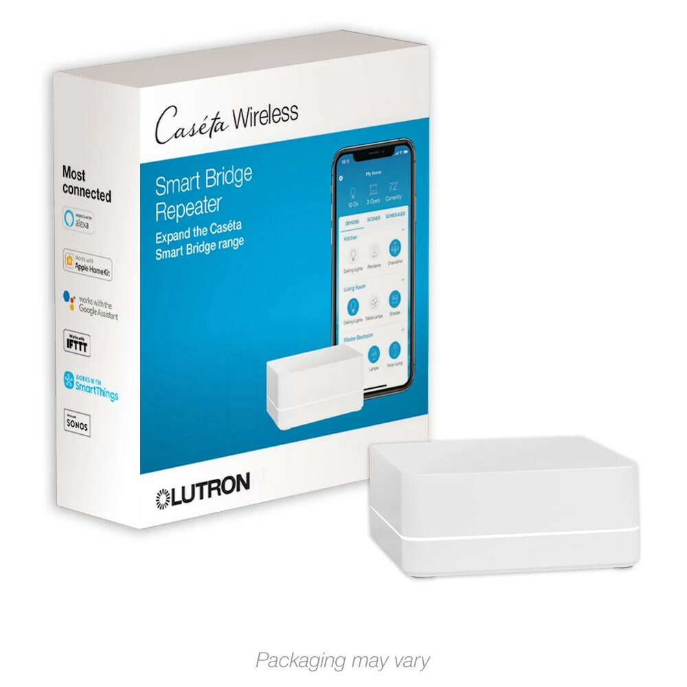 PD-REP-WH Caseta Smart Wireless Repeater/Range Extender for Smart Hub, 60ft RF Coverage Expansion, White
