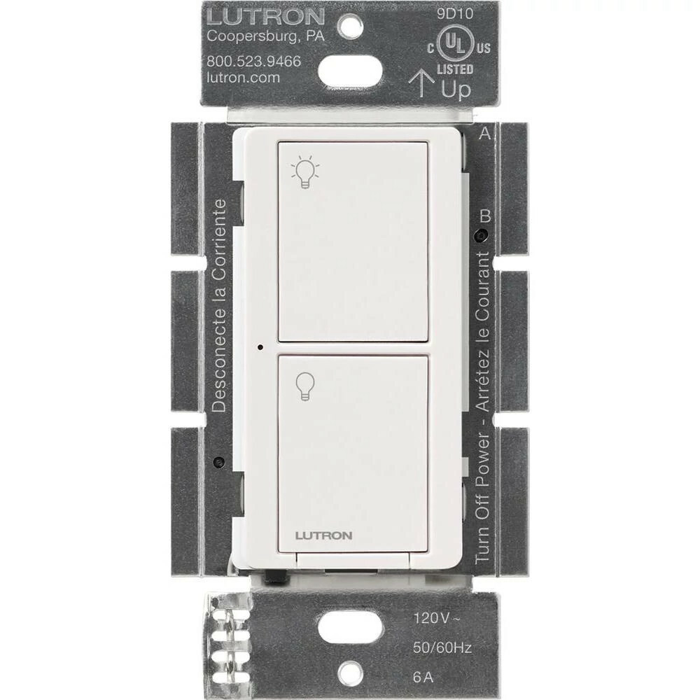 PD-5ANS-WH-R Caseta Original Smart Switch, 5 Amp Light or 3 Amp Fan, Neutral Required, 120V, White