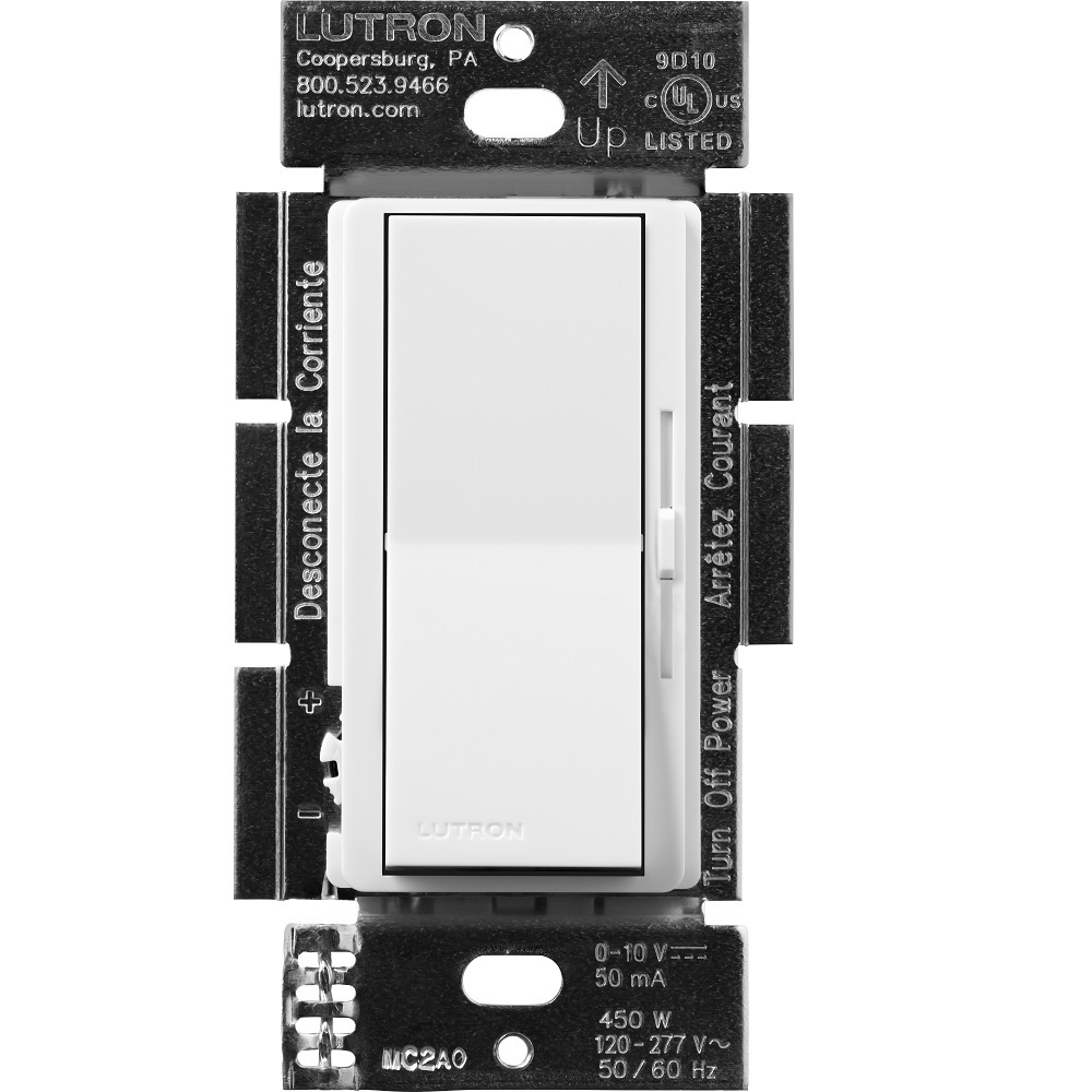 DVSTV-453PH-WH Diva 0-10V Dimmer Switch, 450W, 1 Pole/3-Way, No Neutral Required, 120V, White