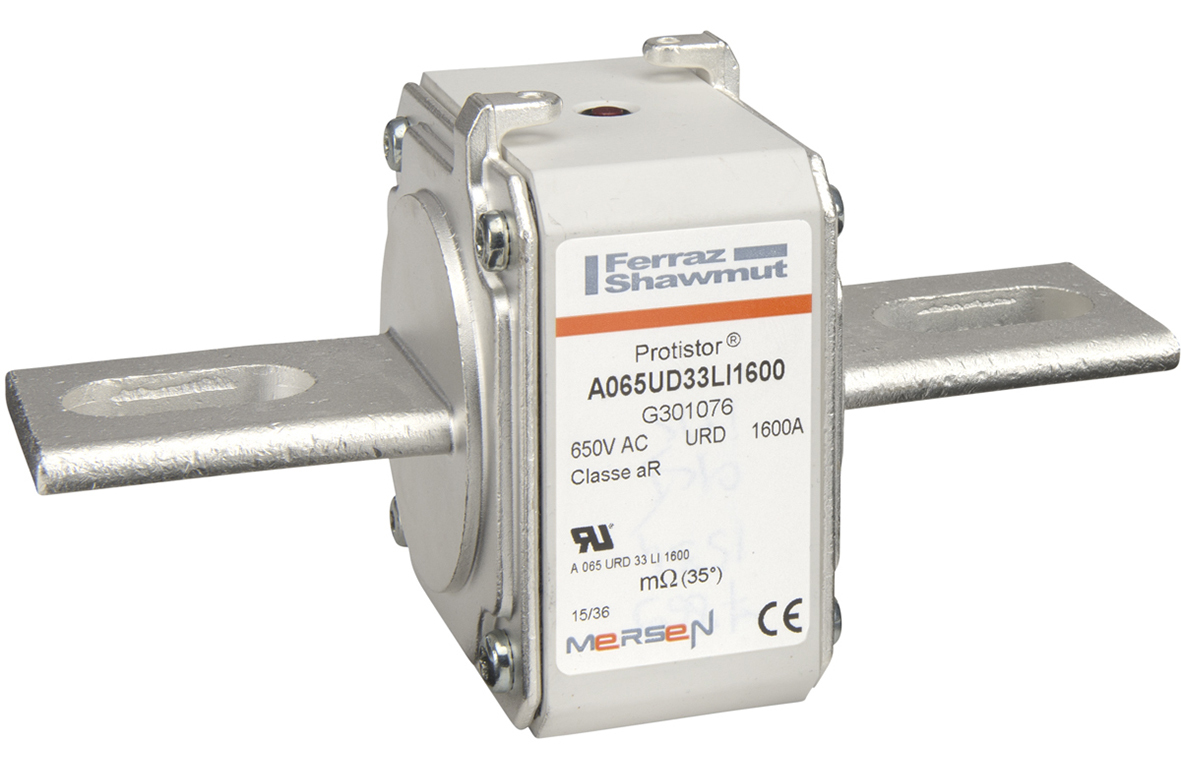 G301076 Protistor PSC Size 33 High Speed North American Style Semiconductor Fuse, 1600 A, 650 V AC, 160 kA Interrupt, Class: URD/aR, Square Body