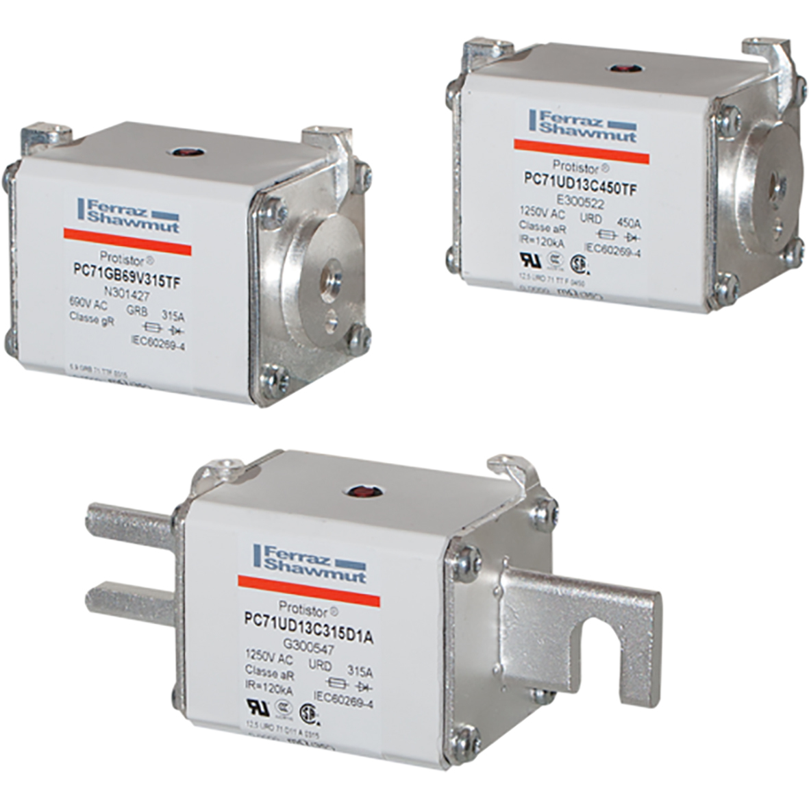 K300665 Protistor PSC Size 71 High Speed North American Style Semiconductor Fuse, 400 A, 1.3 kV AC, 100 kA Interrupt, Class: URD/aR, Square Body