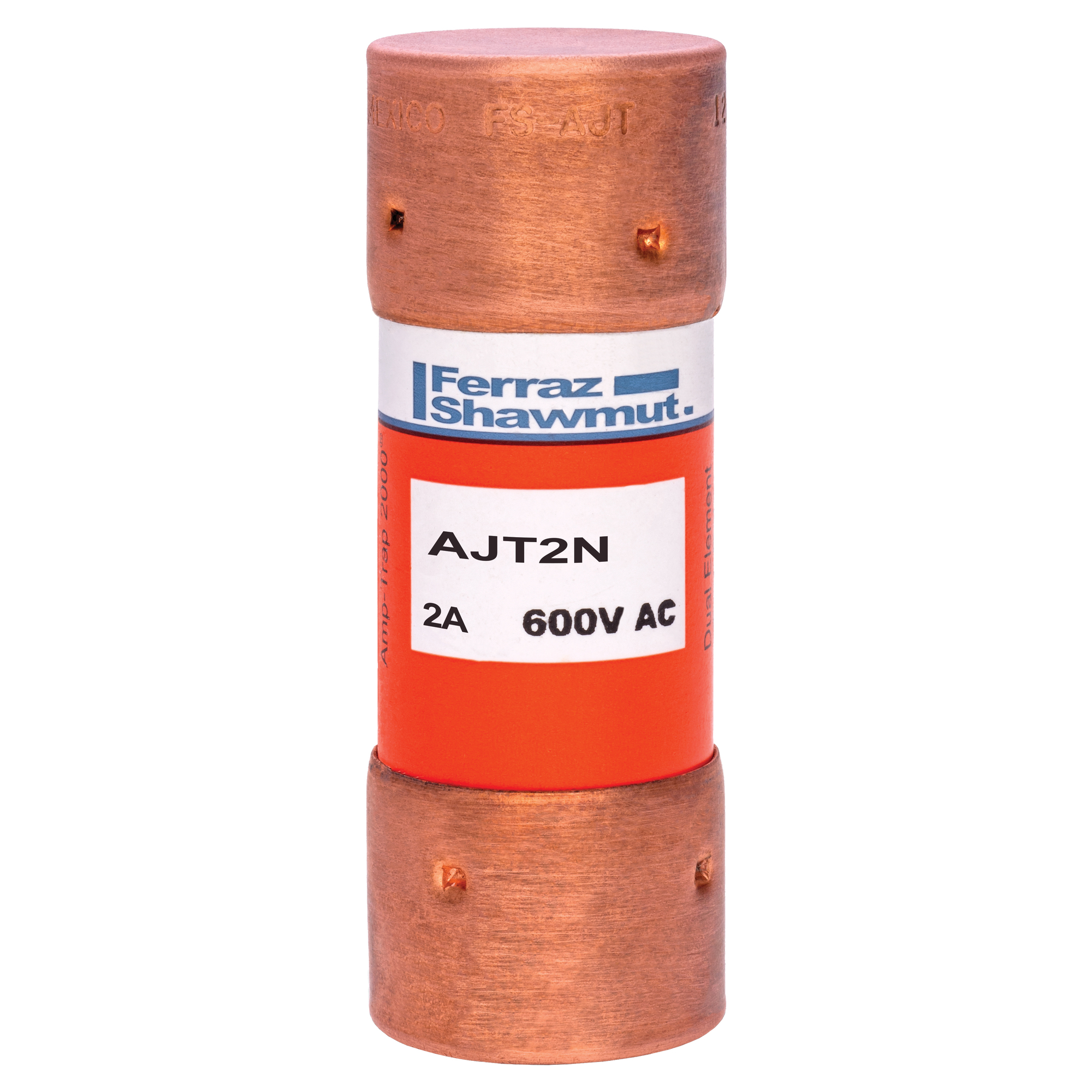 AJT2N AJT Time Delay Fuse, 2 A, 600 V AC/500 V DC, 100 kA at 500 VDC, 200 kA at 600 VAC Interrupt, Class: J
