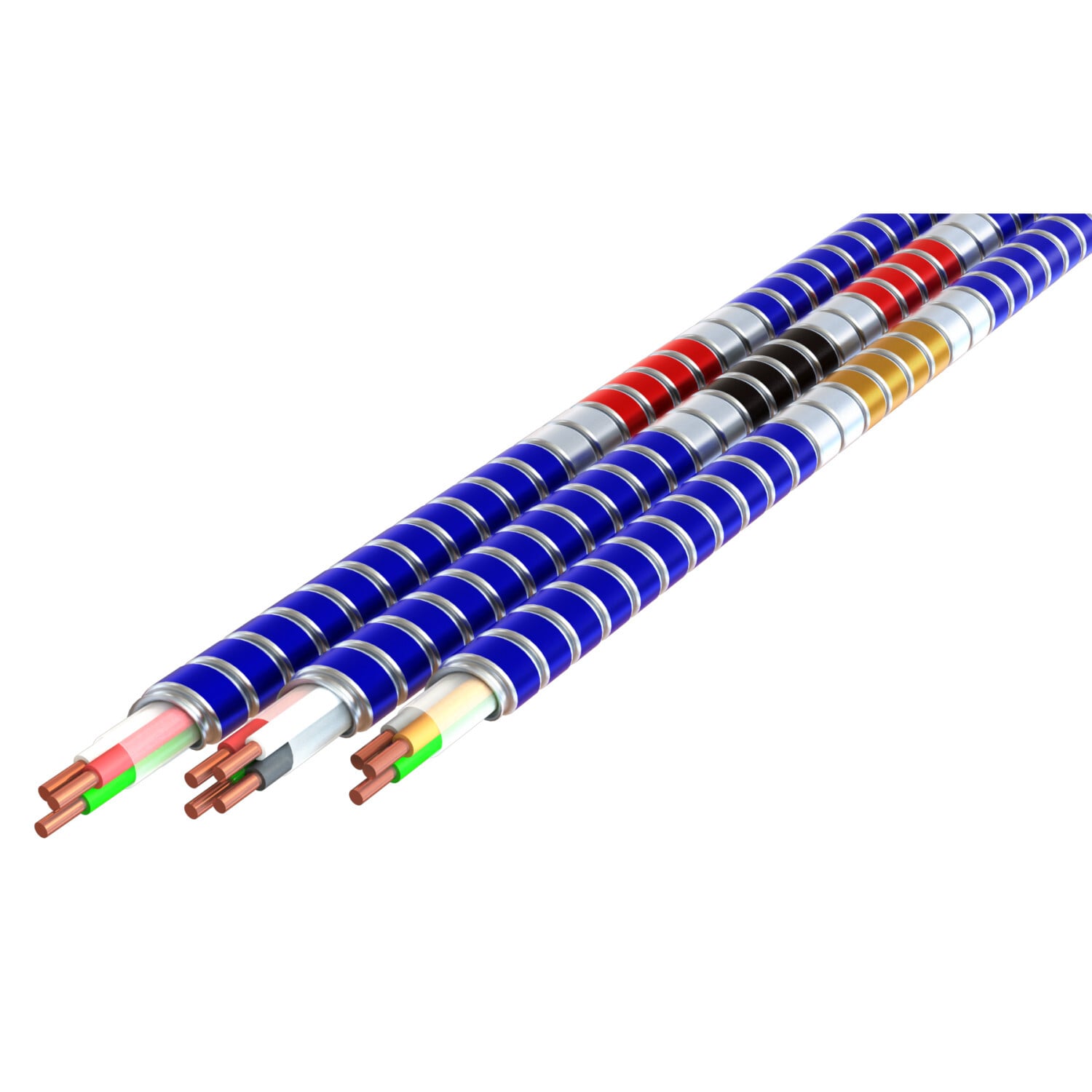 S004B60T02 MC Glide Tuff Steel Armored Cable, Reel Packaging, 600 V, Solid Conductor, 1000 ft L