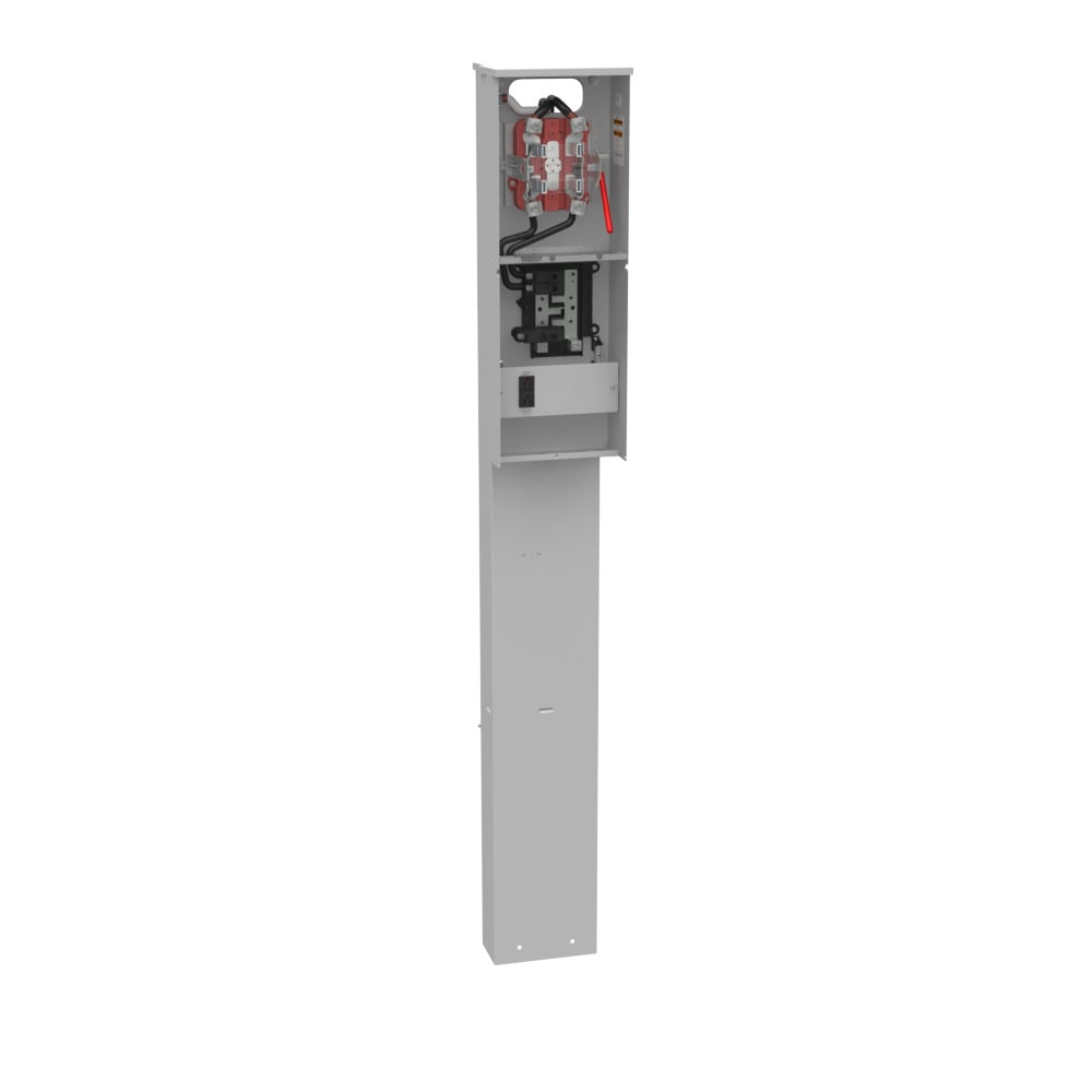 U6221-O-100-10GR 4 Term, Ringless, Plain Top, Lever Bypass, 1-100 Amp, Main Breaker, 520GR, Single Pedestal Direct Bury