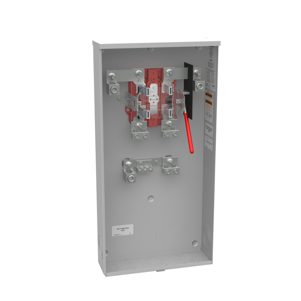 U1129-O-K3L-K2L-HSP Single Position Meter Socket, 320 Amp, 1 Phase, Ringless, Lever, 4 Term, UG, 600V