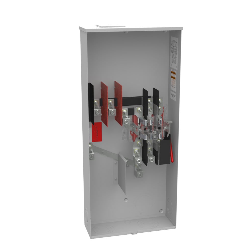 U4013-X-2/K7-WSE Single Position Meter Socket, 320 Amp, 3 Phase, Ringless, Lever, 7 Term, OH and UG with Side Wireway, 600V, Westar Energy