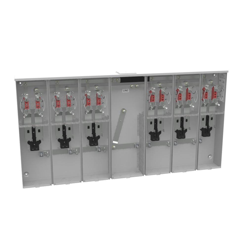U5906-X-KK-PED-CECHA 4 Term, Ringless, Large Closing Plate, Horn Bypass, 6 Position, 6-125 Amp, Main Breaker Provision, Pedestal Mount Provision, Horizontal Commonwealth Edison Chicago Housing Authority