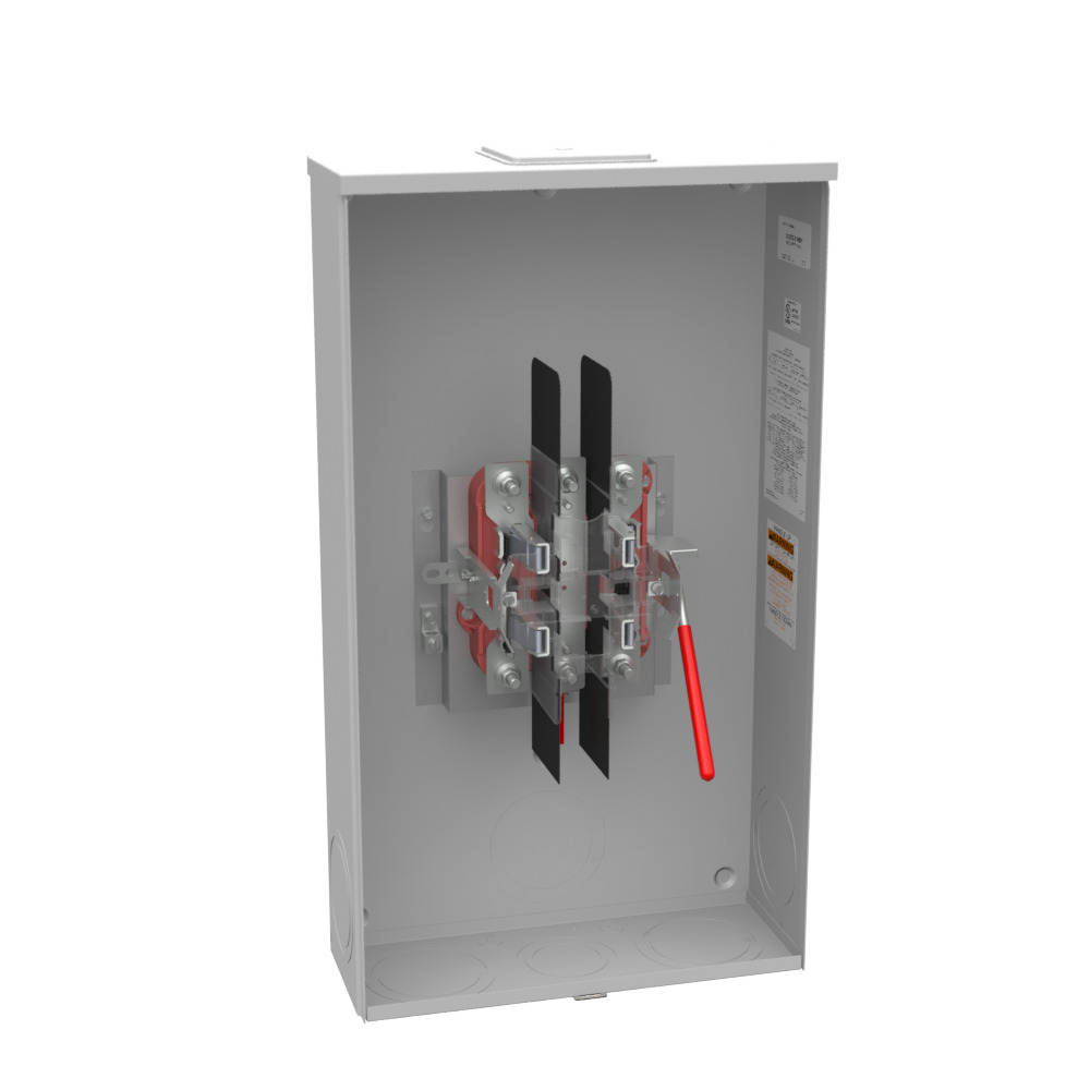 U6272-X-HSP Single Position Meter Socket, 320 Amp, 1 Phase, Ringless, Lever, 4 Term, OH, UG, 600V, Stainless Steel Hasp