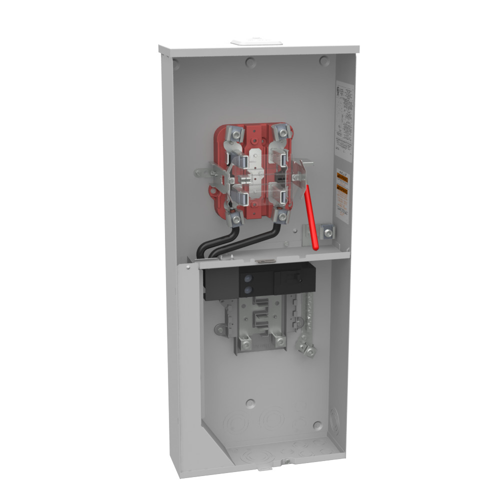 U6281-XL-150-5T9 Single Position Meter Socket with Main and Load Center, 200 Amp, 1 Phase, Ringless, Lever, 5 Term, OH, UG, 240V