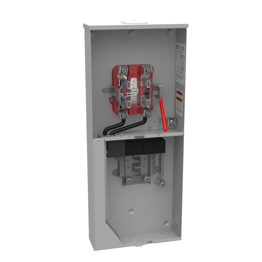 U6281-XL-200-5T9 Single Position Meter Socket with Main and Load Center, 200 Amp, 1 Phase, Ringless, Lever, 5 Term, OH, UG, 240V
